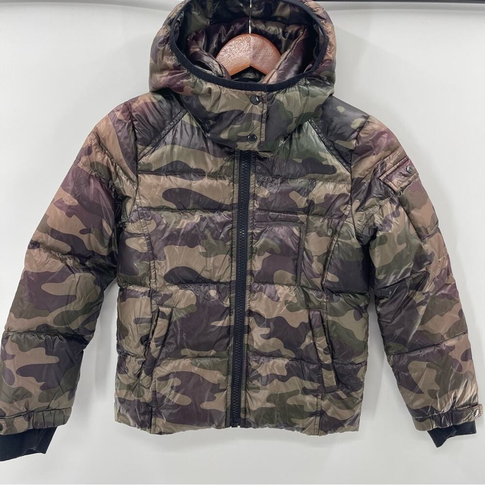 S13 New York Boy's Downhill Camo-Print Down-Blend Hooded Jacket Size 8 - Picture 1 of 12